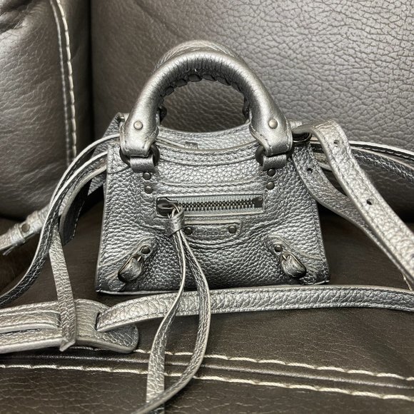 Balenciaga Nano Sized Crossbody NeoClassic Mini Bag Silver - Like New - Picture 7 of 13